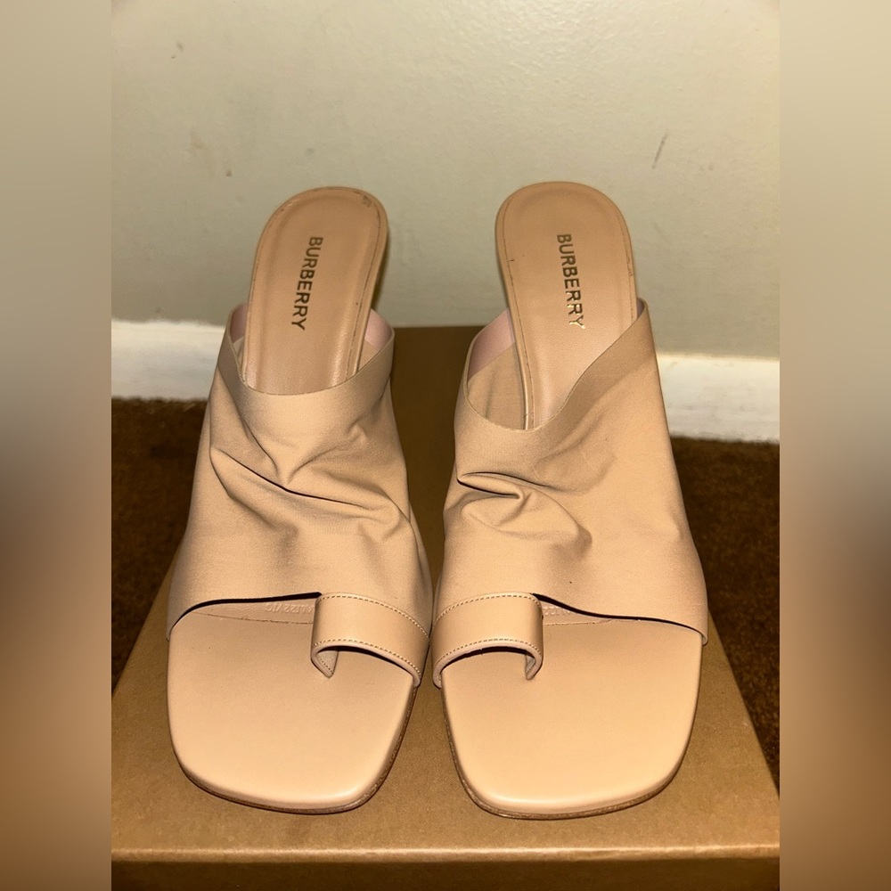 Burberry open toe mule heel